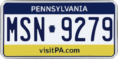 PA license plate MSN9279