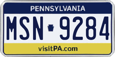 PA license plate MSN9284