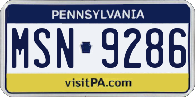 PA license plate MSN9286