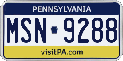 PA license plate MSN9288