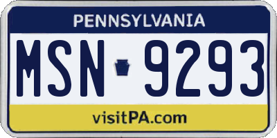 PA license plate MSN9293
