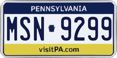 PA license plate MSN9299