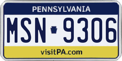 PA license plate MSN9306