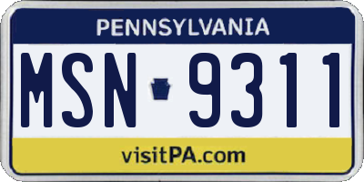 PA license plate MSN9311