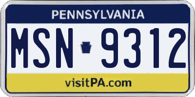 PA license plate MSN9312