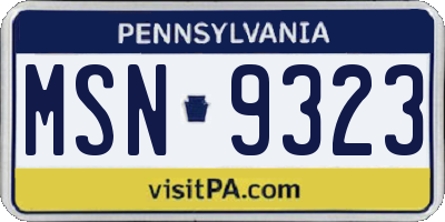 PA license plate MSN9323