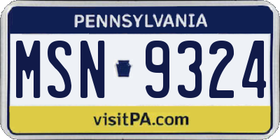 PA license plate MSN9324