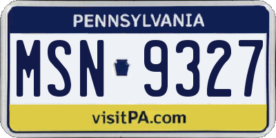 PA license plate MSN9327