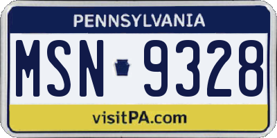 PA license plate MSN9328