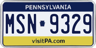 PA license plate MSN9329