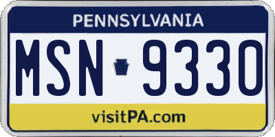 PA license plate MSN9330