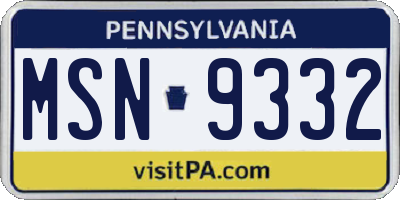 PA license plate MSN9332
