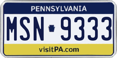 PA license plate MSN9333