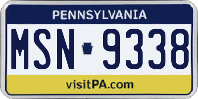 PA license plate MSN9338