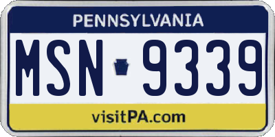 PA license plate MSN9339