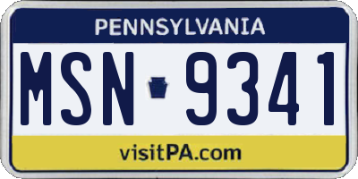 PA license plate MSN9341