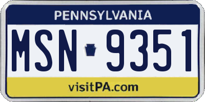 PA license plate MSN9351