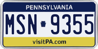 PA license plate MSN9355