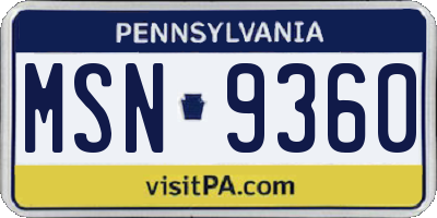PA license plate MSN9360