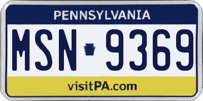 PA license plate MSN9369