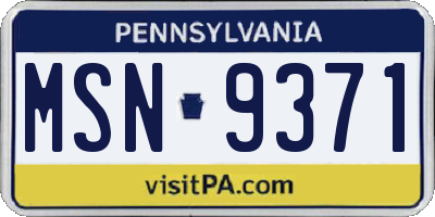 PA license plate MSN9371