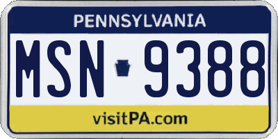 PA license plate MSN9388