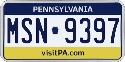 PA license plate MSN9397