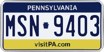 PA license plate MSN9403