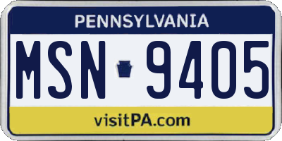 PA license plate MSN9405