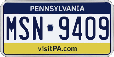 PA license plate MSN9409