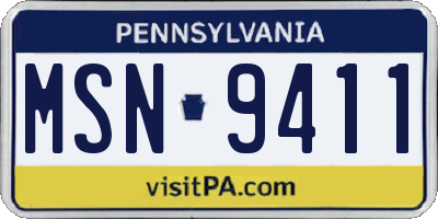 PA license plate MSN9411