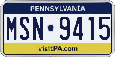 PA license plate MSN9415