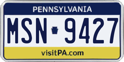 PA license plate MSN9427