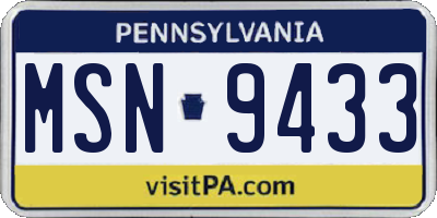 PA license plate MSN9433