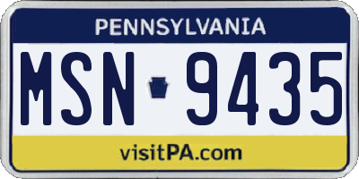 PA license plate MSN9435
