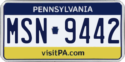 PA license plate MSN9442