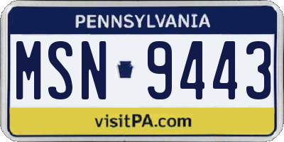 PA license plate MSN9443