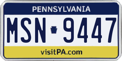 PA license plate MSN9447