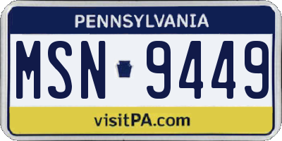 PA license plate MSN9449