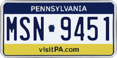 PA license plate MSN9451