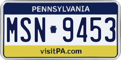PA license plate MSN9453