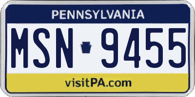 PA license plate MSN9455