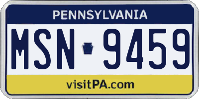 PA license plate MSN9459