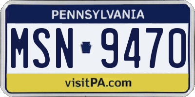 PA license plate MSN9470