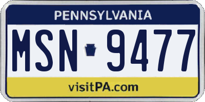 PA license plate MSN9477