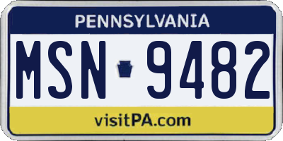 PA license plate MSN9482