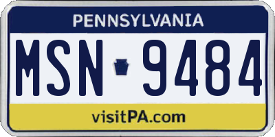 PA license plate MSN9484