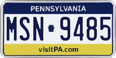 PA license plate MSN9485