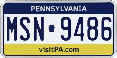 PA license plate MSN9486