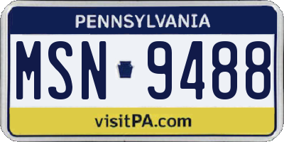 PA license plate MSN9488